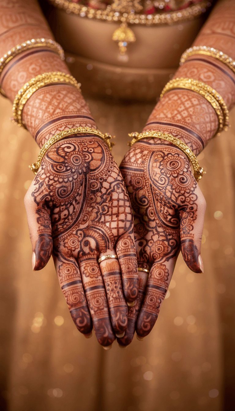 Bridal mehendi henna design on hands